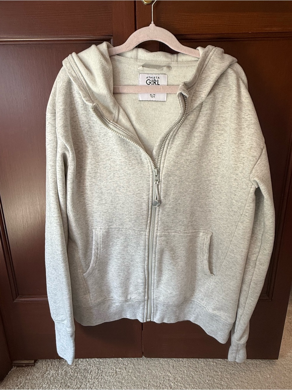 Athleta Girl Light Gray Zip-Up Hoodie